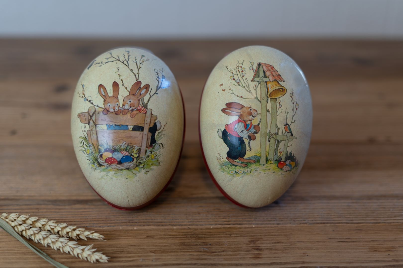 3 Stück Ostereier Aus Pappe Mit Hasen-Motiv – 15,5 Cm, Befüllbar, Mit Ostergras, Wasserabweisend